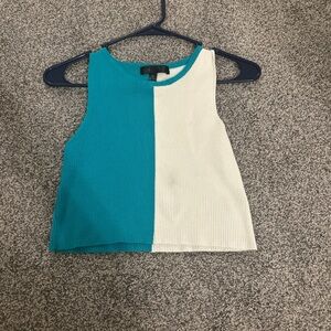 Buckle Teal and White Tank Top